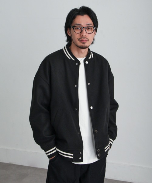 「ZIP FIVE」 スタジャン X-LARGE ブラック×ホワイト メンズ_画像3