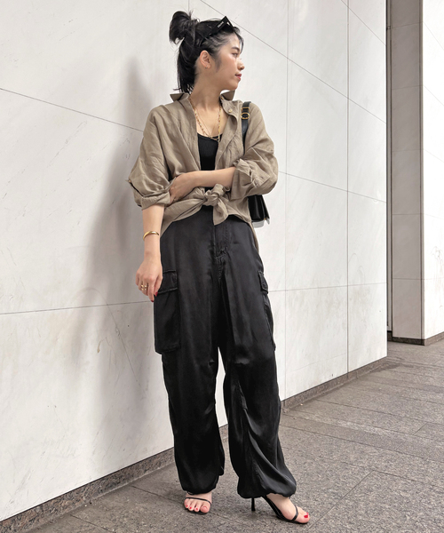 AP STUDIO カーゴパンツ ピグメントカーゴパンツ(ブラック) レディース