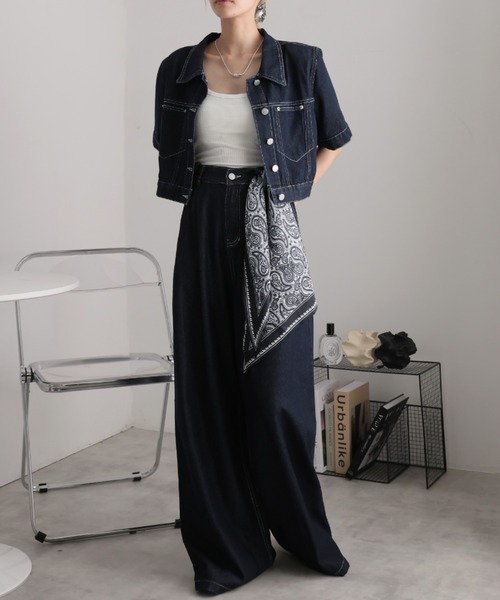 ULYSSES セットアップ スリットデニムジャケットとワイドパンツ