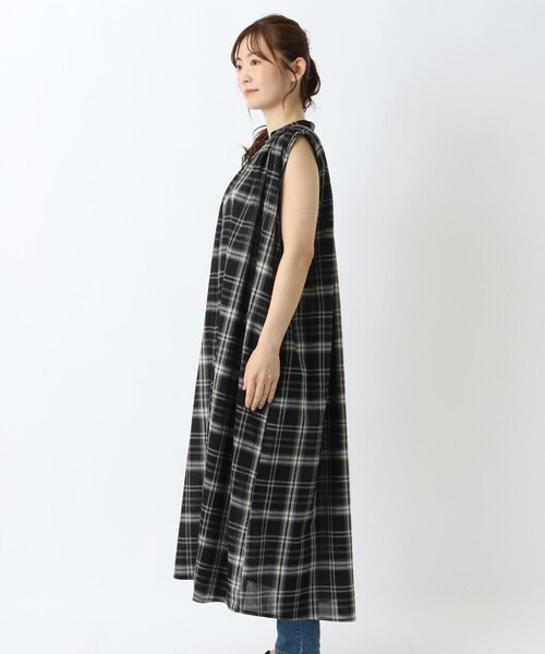 PRADA チェック柄 ノースリーブワンピース one'sterrace ワンピース コットン先染めチェック柄ノースリーブ