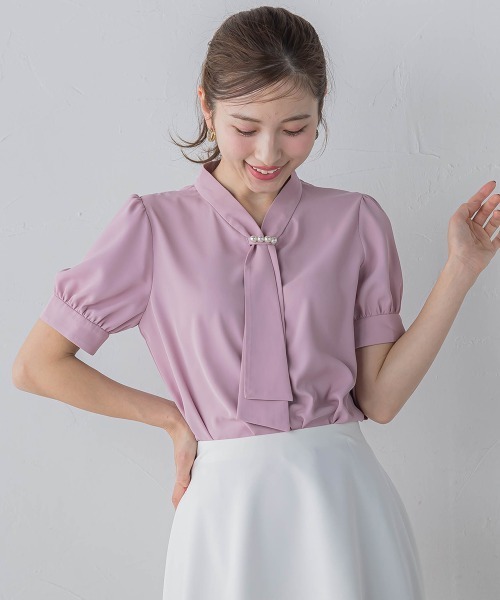 「QUEENS COURT」 半袖ブラウス M ピンク レディース