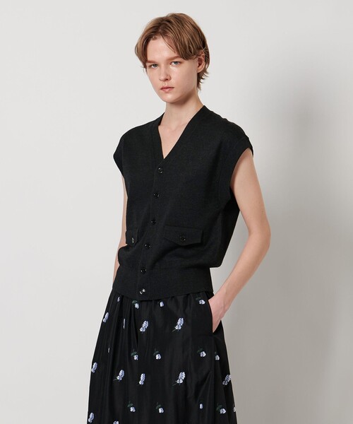 LOEFF ベスト ジレ 「LOEFF」フラップ Vネック レディース