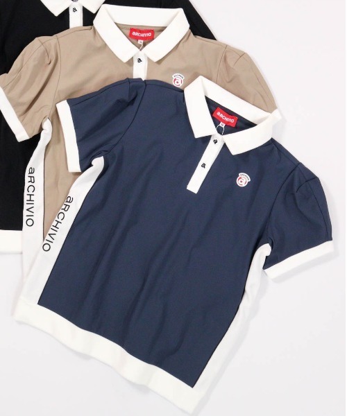 archivioポロシャツレディース38 archivio（アルチビオ） ポロシャツ ポロ 「LADIES」綿ベロア切替UV冷