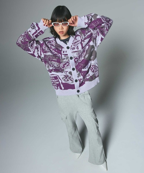 X-girl ガーディガン ニット セーター X-girl エックスガール ZEBRA KNIT CARDIGAN カーディガン