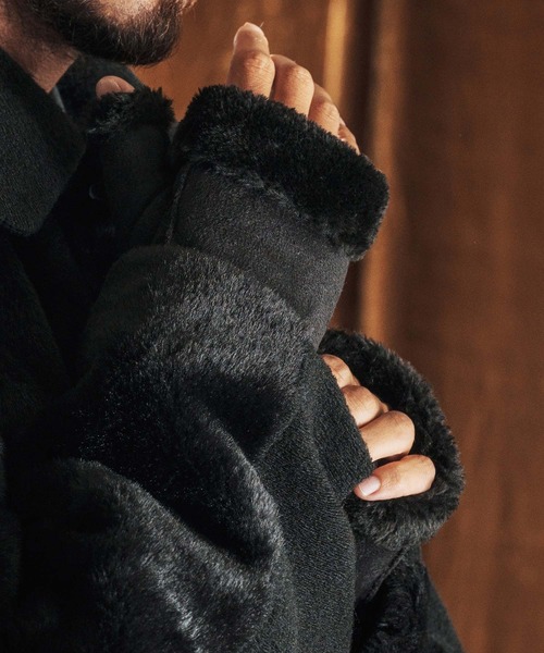 手袋 mko13025-Faux Mouton Fingerless Gloves フィンガーレスグローブ(AG05-023acf) メンズ_2