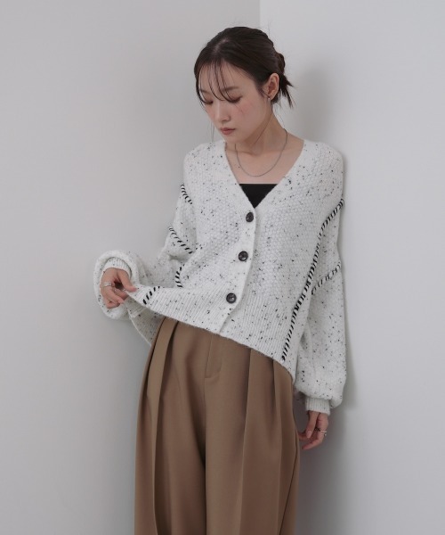ルネ ❇️Rene❇️パフスリーブ半袖カーディガン ピーチ  34 Rene ルネ 34