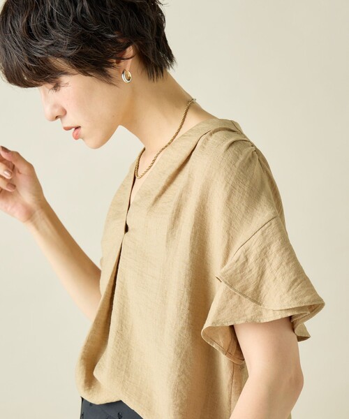 「NOLLEY'S」 半袖ブラウス FREE キャメル レディース_画像4