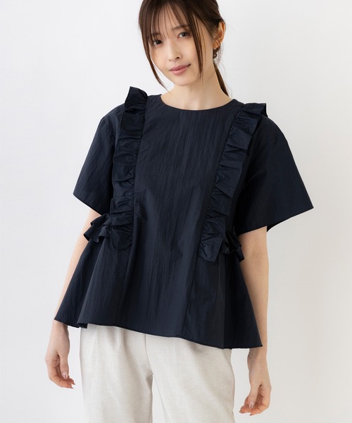 「Sono」 半袖ブラウス 1 ネイビー レディース_画像2