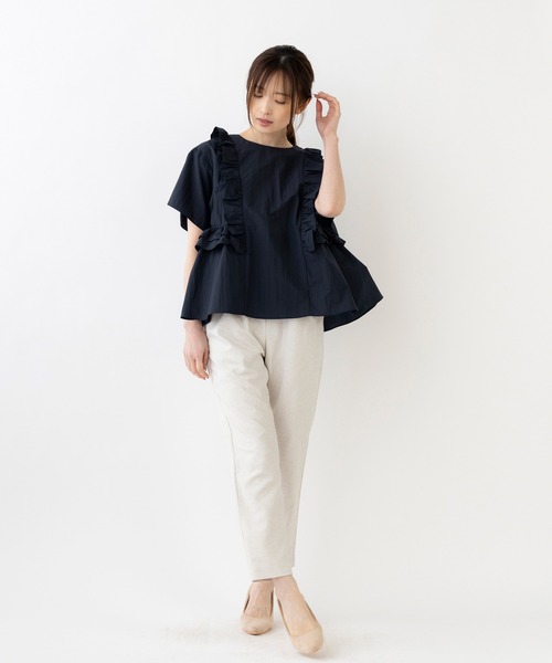 「Sono」 半袖ブラウス 1 ネイビー レディース_画像4