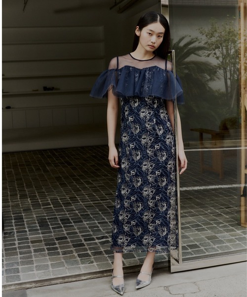 ANDRESD ドレス チュールフリルエンブロイダリードレス / tulle frills