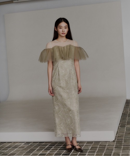 ANDRESD ドレス チュールフリルエンブロイダリードレス / tulle frills