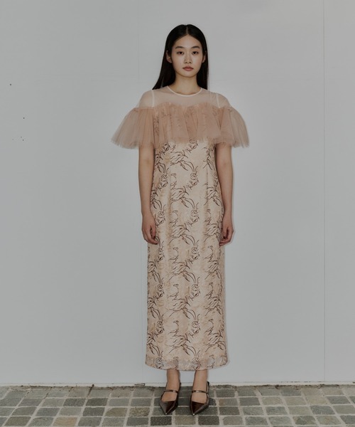 ANDRESD ドレス チュールフリルエンブロイダリードレス / tulle frills