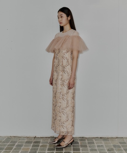 ANDRESD ドレス チュールフリルエンブロイダリードレス / tulle frills