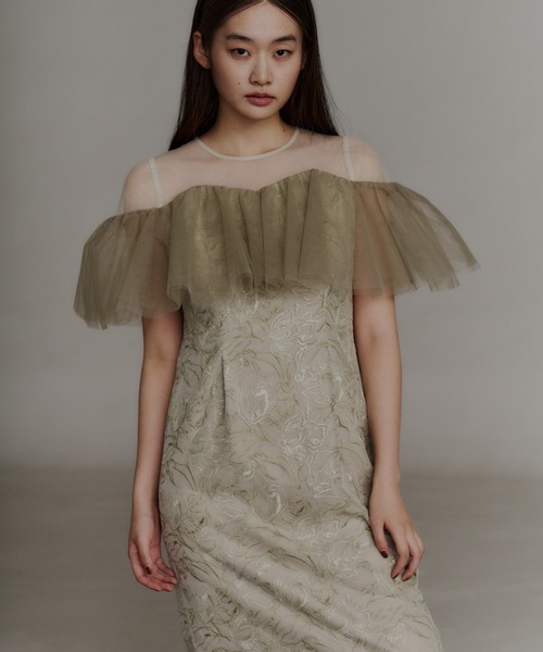 ANDRESD ドレス チュールフリルエンブロイダリードレス / tulle frills