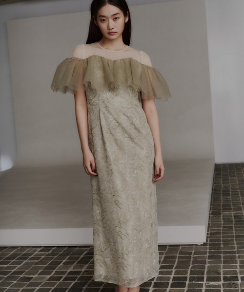 ANDRESD ドレス チュールフリルエンブロイダリードレス / tulle frills
