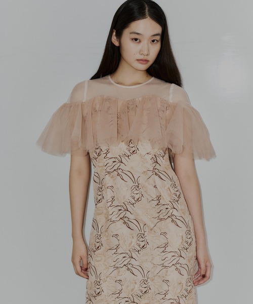 ANDRESD ドレス チュールフリルエンブロイダリードレス / tulle frills