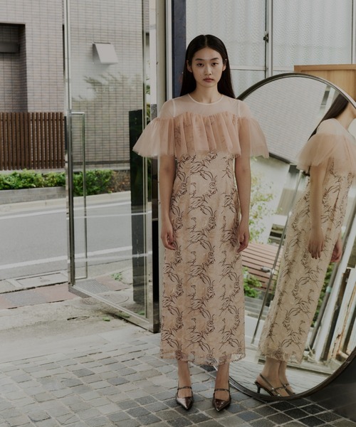 ANDRESD ドレス チュールフリルエンブロイダリードレス / tulle frills