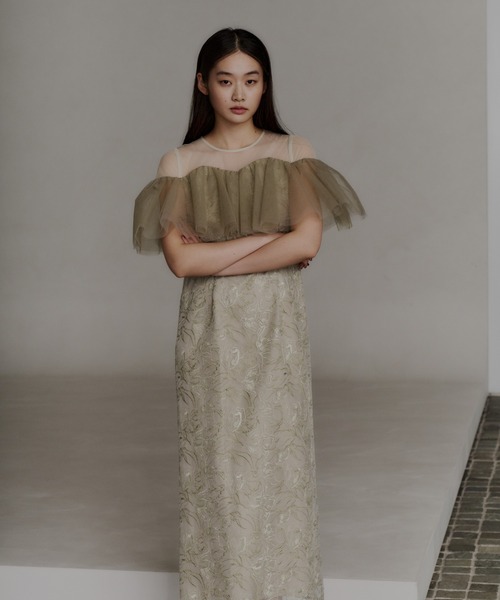 ANDRESD ドレス チュールフリルエンブロイダリードレス / tulle frills