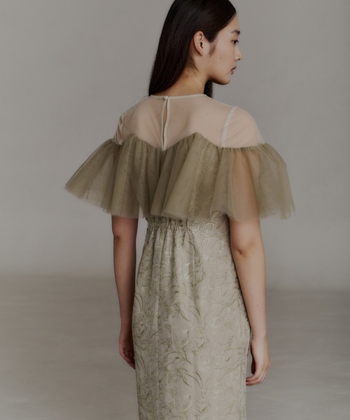 ANDRESD ドレス チュールフリルエンブロイダリードレス / tulle frills