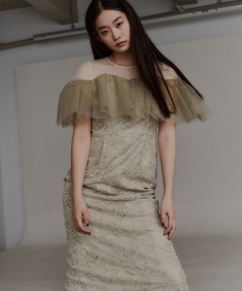 ANDRESD ドレス チュールフリルエンブロイダリードレス / tulle frills