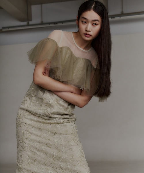 ANDRESD ドレス チュールフリルエンブロイダリードレス / tulle frills