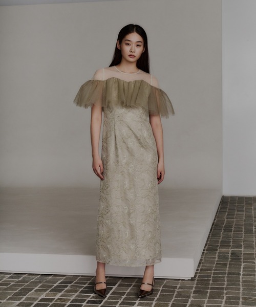ANDRESD ドレス チュールフリルエンブロイダリードレス / tulle frills