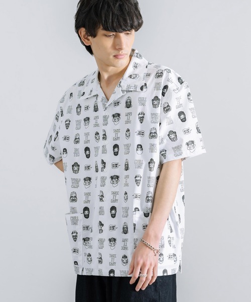 「KRIFF MAYER」 半袖シャツ L ネイビー メンズ_画像2