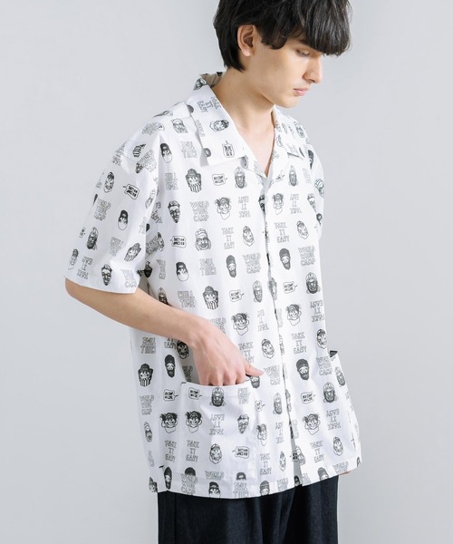 「KRIFF MAYER」 半袖シャツ L ネイビー メンズ_画像3