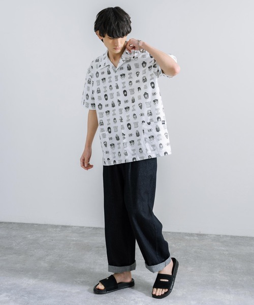「KRIFF MAYER」 半袖シャツ L ネイビー メンズ_画像4