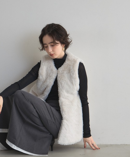 タグ付き未使用♡ファーペプラムジレ ペプラムファー切替ジレ - ベルーナ【公式】