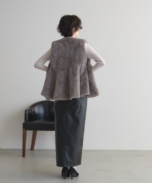 タグ付き未使用♡ファーペプラムジレ ペプラムファー切替ジレ - ベルーナ【公式】