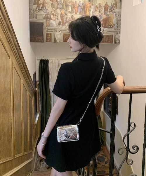 「almo」 半袖ワンピース FREE ブラック レディース_画像4