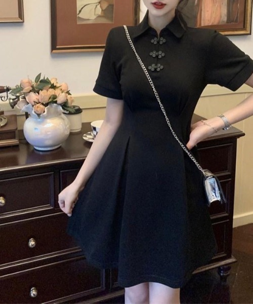 「almo」 半袖ワンピース FREE ブラック レディース_画像7