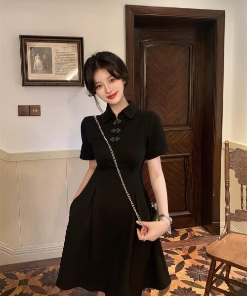 「almo」 半袖ワンピース FREE ブラック レディース_画像8