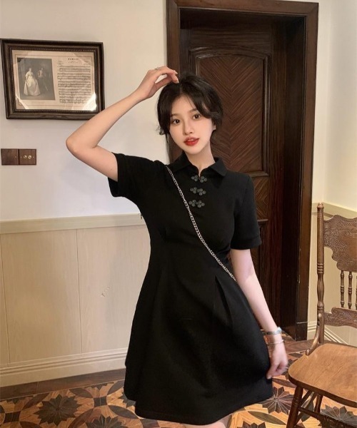 「almo」 半袖ワンピース FREE ブラック レディース_画像9