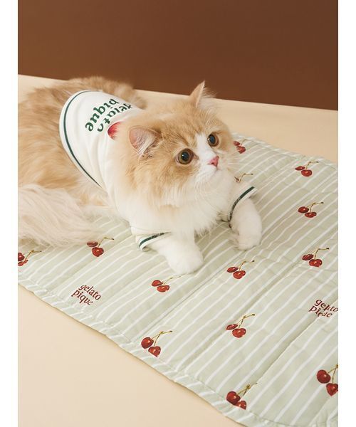 猫 gelato pique（ジェラートピケ） 「CAT＆DOG」チェリー柄カフェマット