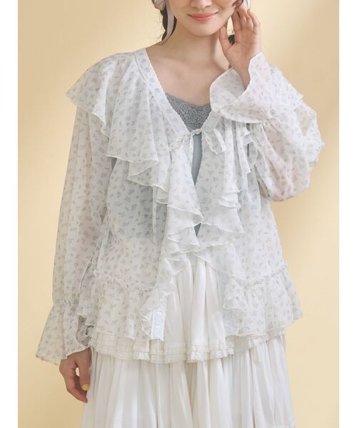 【美品】merryjenny flowerレースシアーボレロ カーディガン merry jenny（メリージェニー） カーディガン 入学式 flowerレース