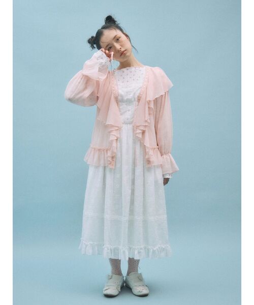 美品✨メリージェニー　レース　フリル　リボン　カーディガン　ボレロ　白 美品✨メリージェニー レース フリル リボン カーディガン ボレロ 白