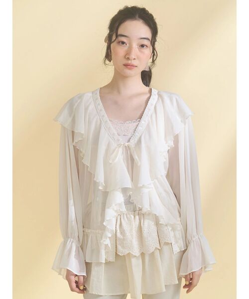 merry jenny（メリージェニー） カーディガン シアーフリルボレロ