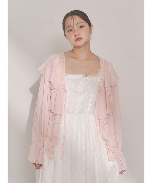 merry jenny（メリージェニー） カーディガン シアーフリルボレロ