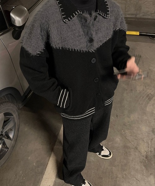 NOWLE（ノウル） ブルゾン アウター 「NOWLE」シャギー切替 ステッチ