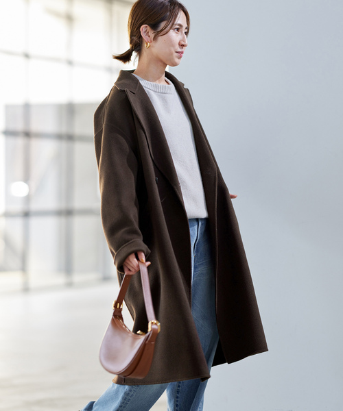 【未使用】フレームワーク　ロングコート フレームワーク Framework ウールシャギークルーネックコート ノー