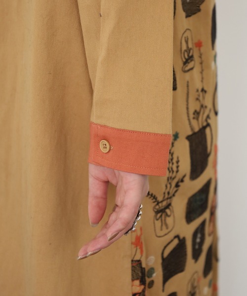 Emago（イマゴ） シャツワンピース ツボと花刺繍ワンピース 長袖