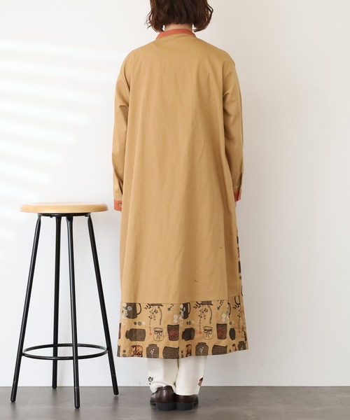 Emago（イマゴ） シャツワンピース ツボと花刺繍ワンピース 長袖