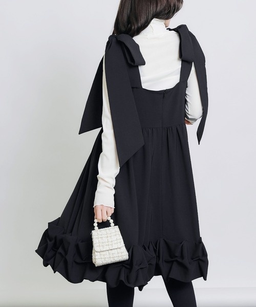 美品　PICCIN ピッチン　アシメントリー　フリルジレ　ブラック　M セットアップ可能】アシンメトリーフリルジレ | PICCIN (ピッチン