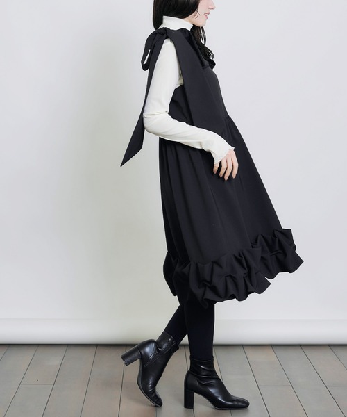 PICCIN（ピッチン） ワンピース ショルダーリボン裾フリルワンピース