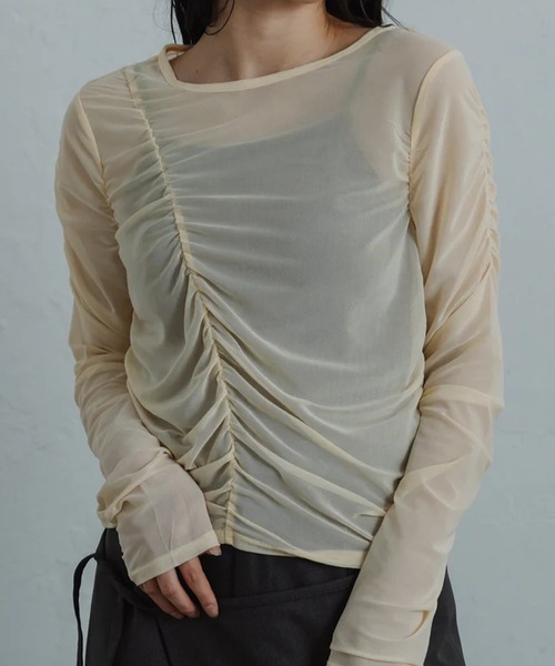 tシャツ sheer shirring tops レディース : ZOZOTOWN Yahoo!店 - 通販