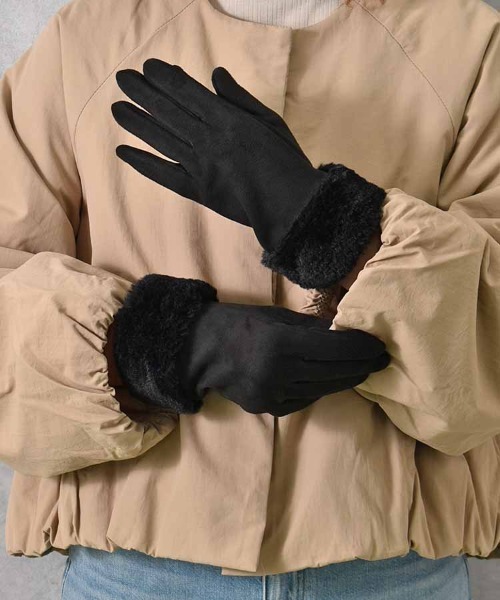 Bleu Bleuet（ブルーブルーエ） 手袋 フェイクスエード指フードファー