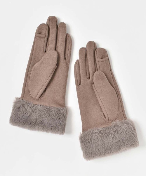 Bleu Bleuet（ブルーブルーエ） 手袋 フェイクスエード指フードファー