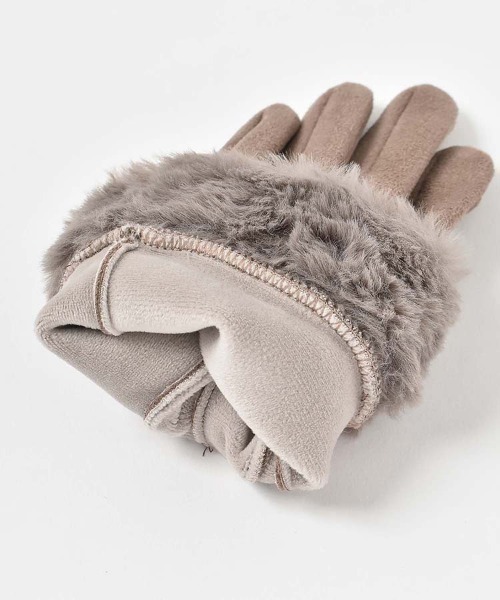 Bleu Bleuet（ブルーブルーエ） 手袋 フェイクスエード指フードファー